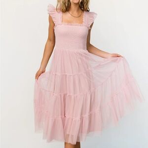 Baltic born Emma smocked tulle dress, mauve, size small